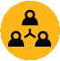 An icon depicting 3 connected outlines of people.